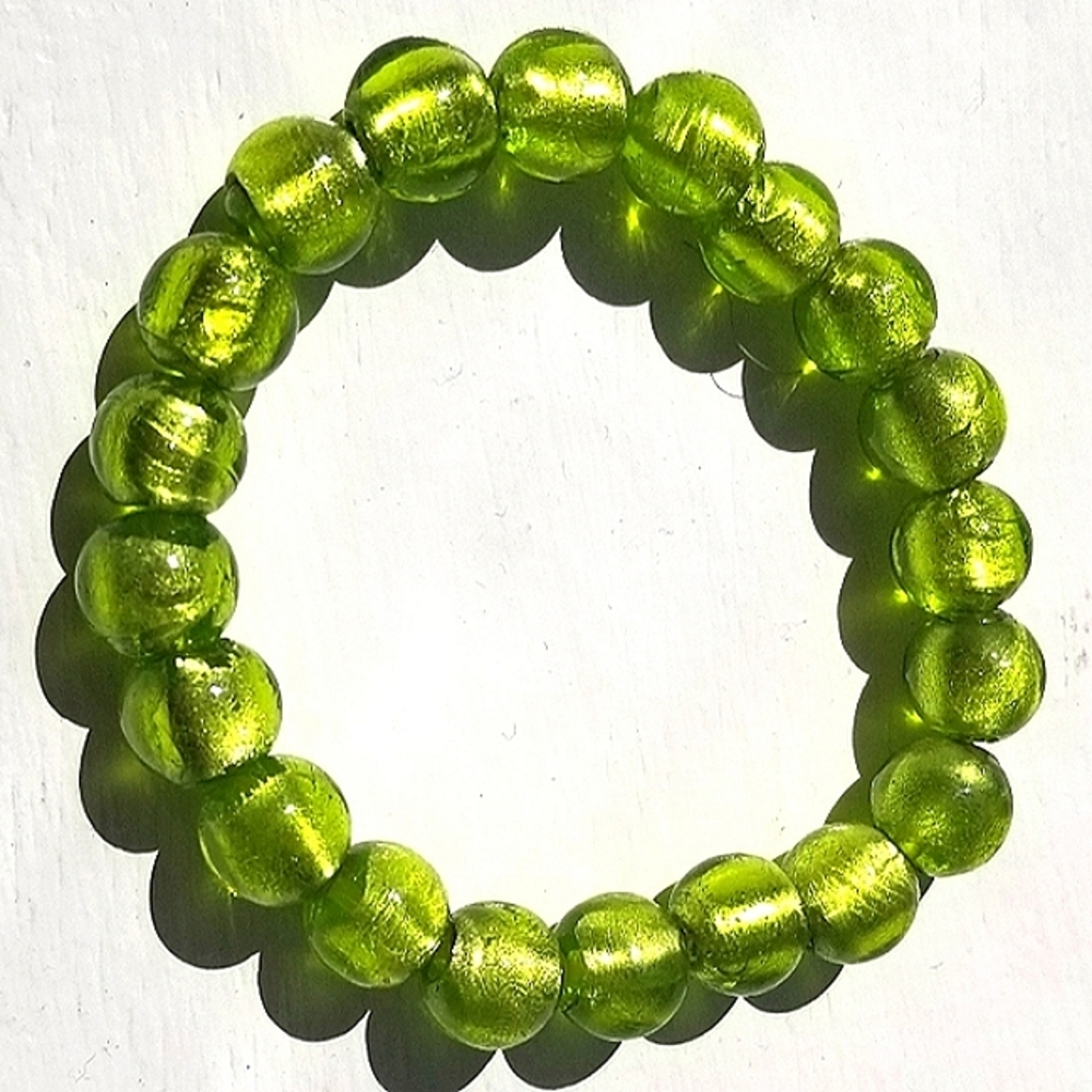 Bright Green 1970s Beaded Bracelet